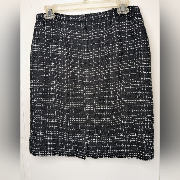 Karen Scott Tweed Skirt Black/White Women Sz 12 Lined Mini Acrylic Metallic Z-1 - Picture 2 of 12